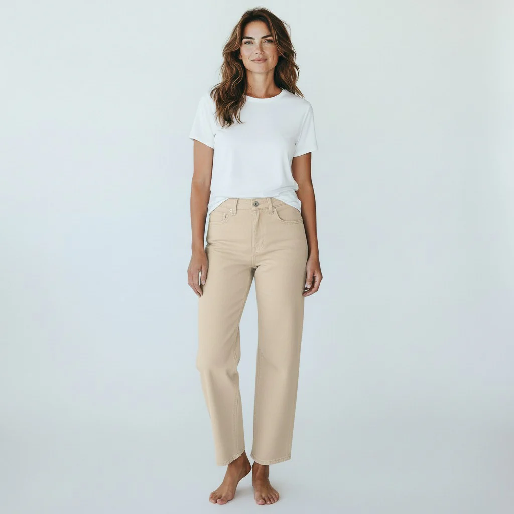 beige jeansbroek
