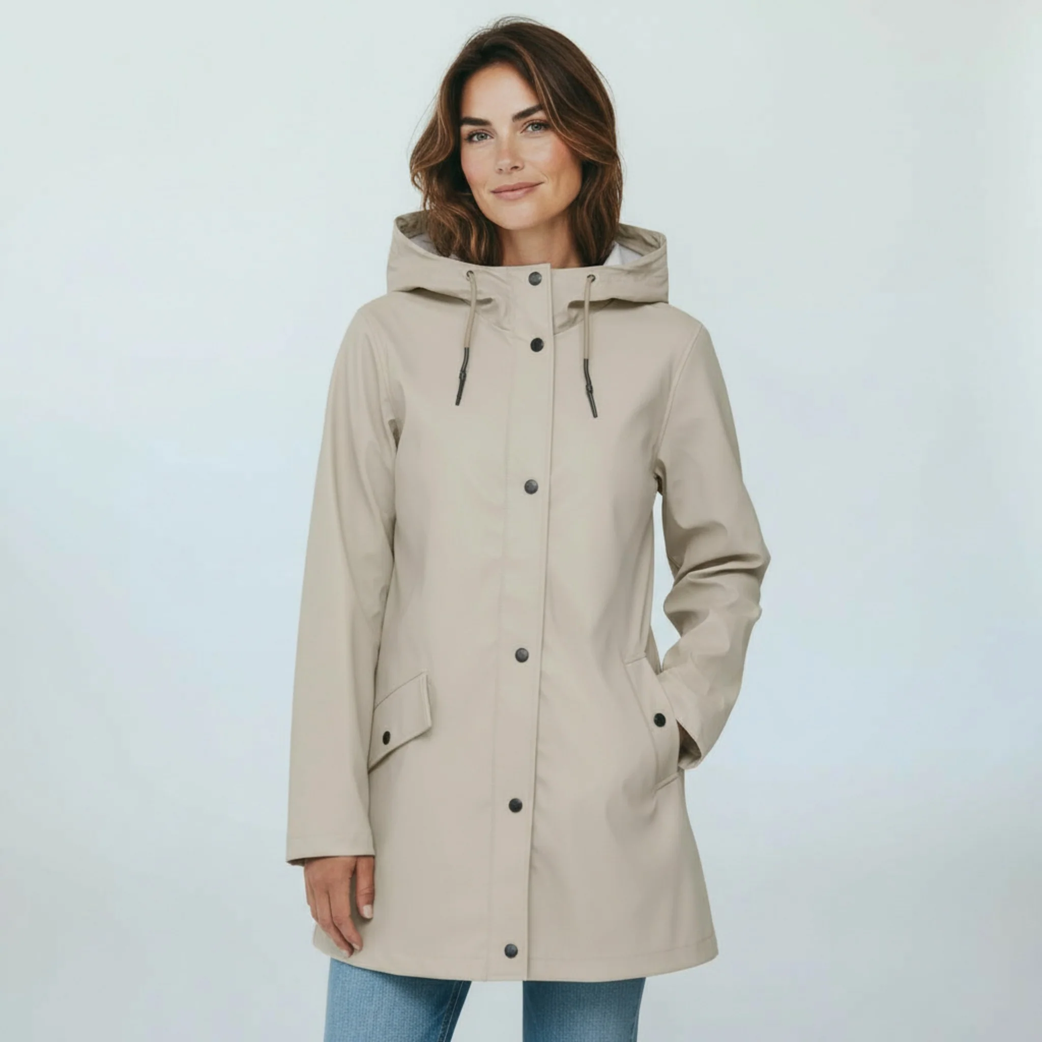 beige regenjas