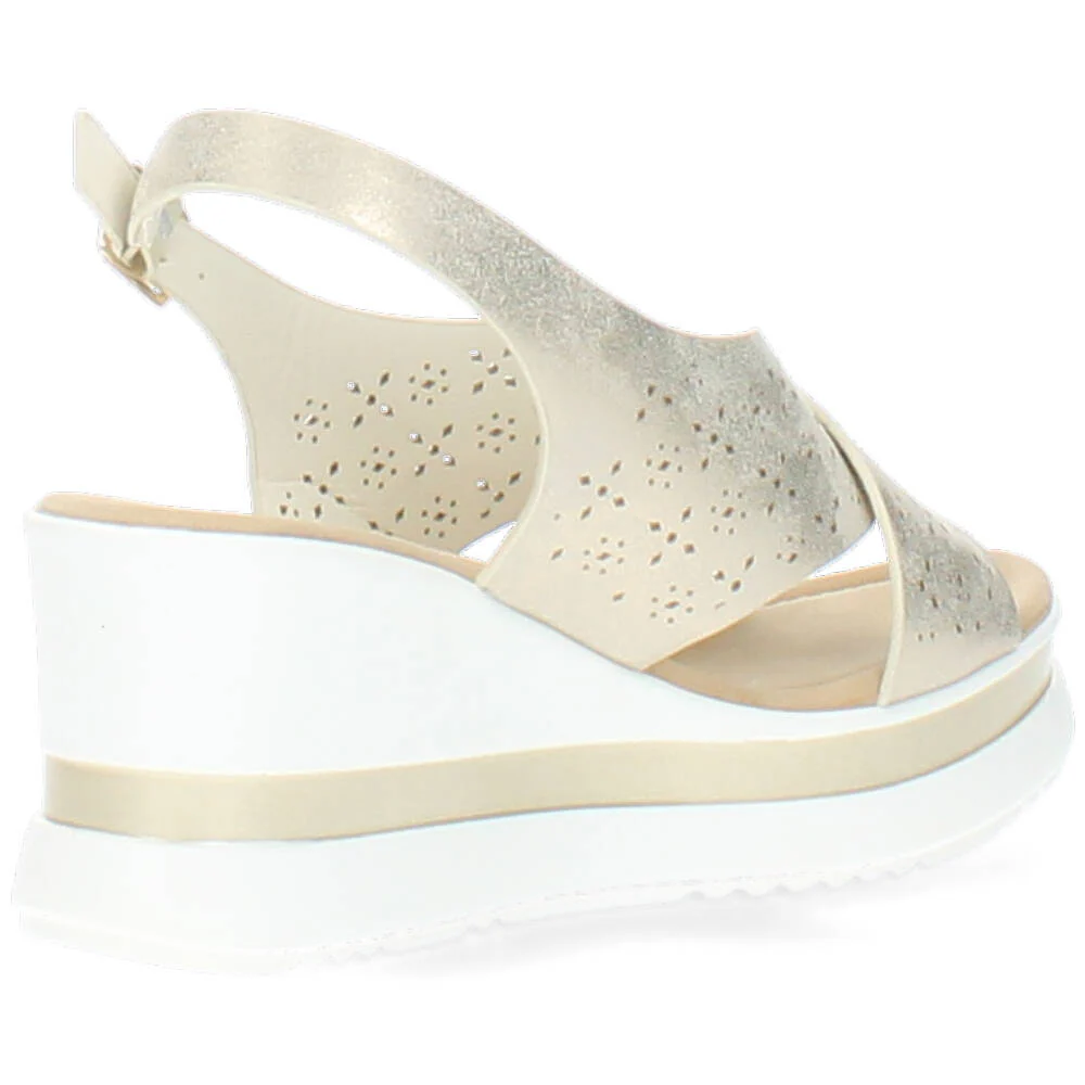 beige sandaal met sleehak - Image 3