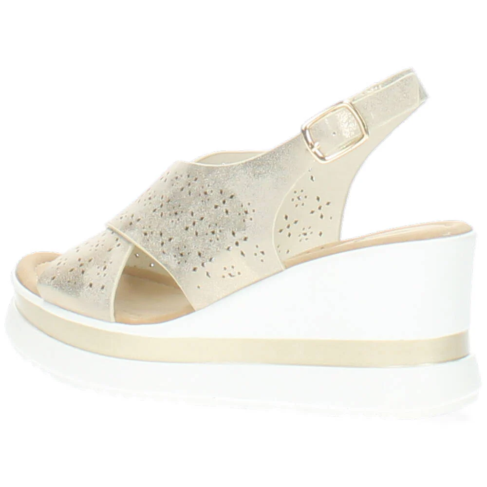 beige sandaal met sleehak - Image 4
