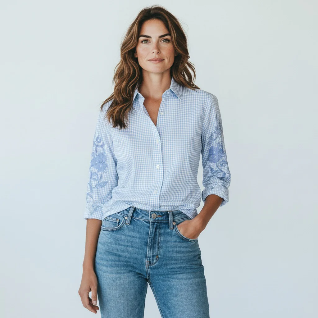 blauwe blouse