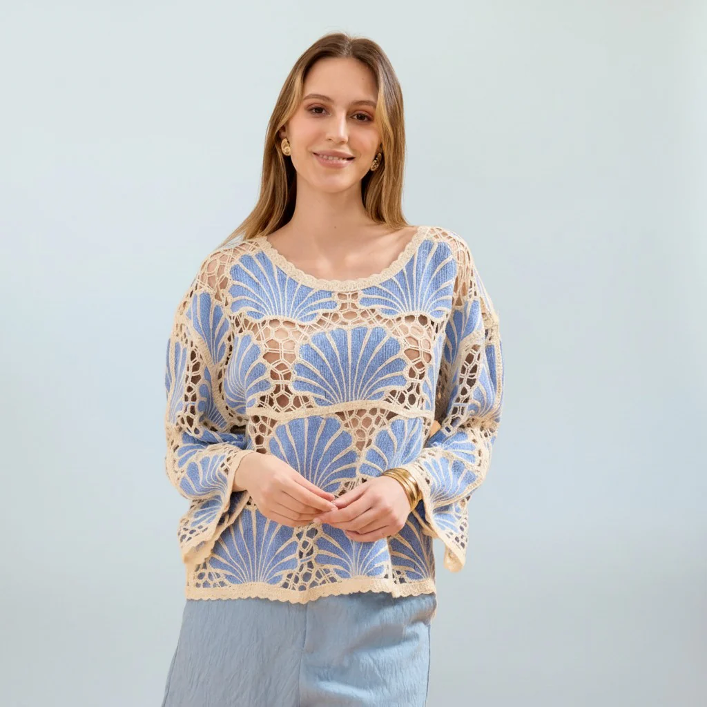 blauwe blouse