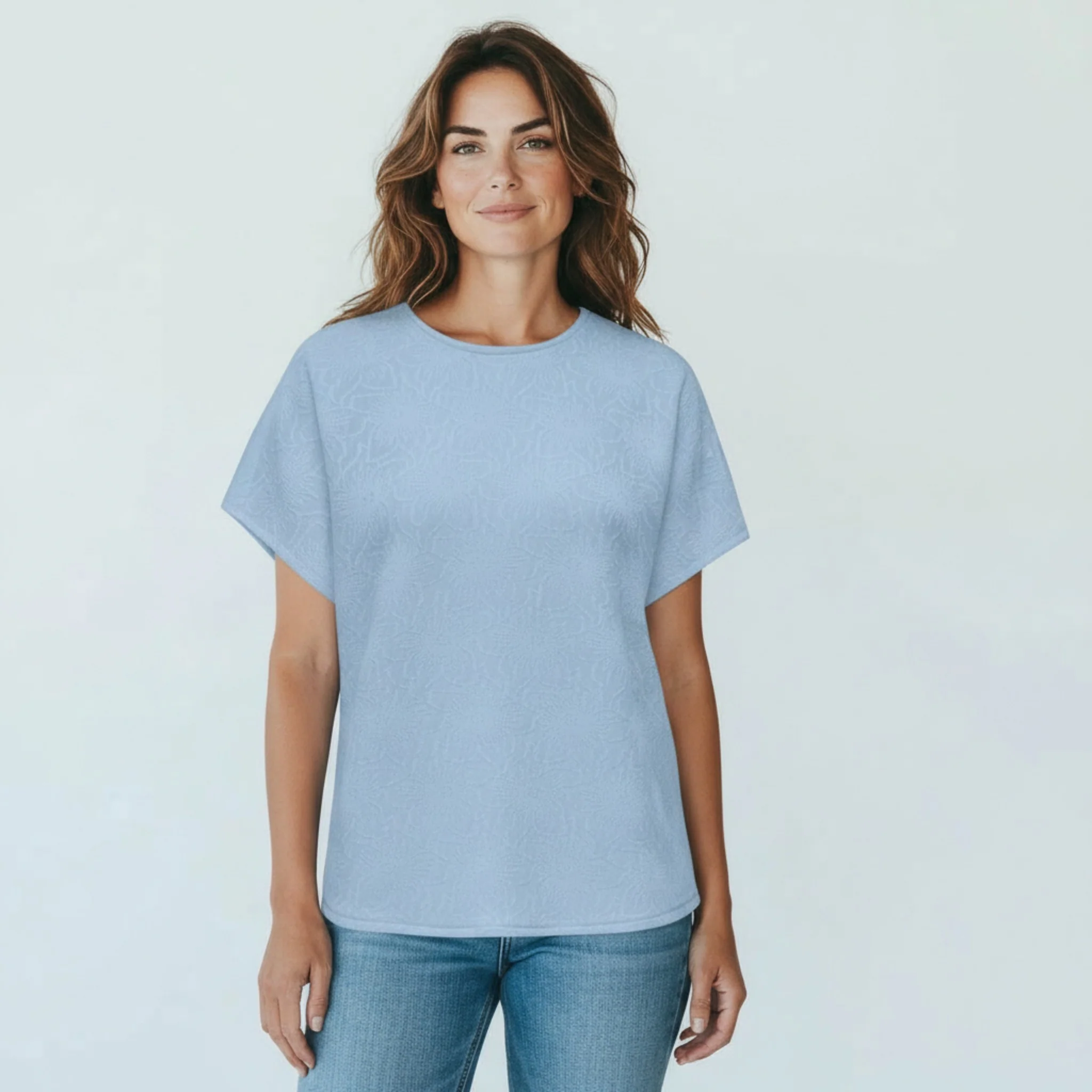 blauwe t-shirt