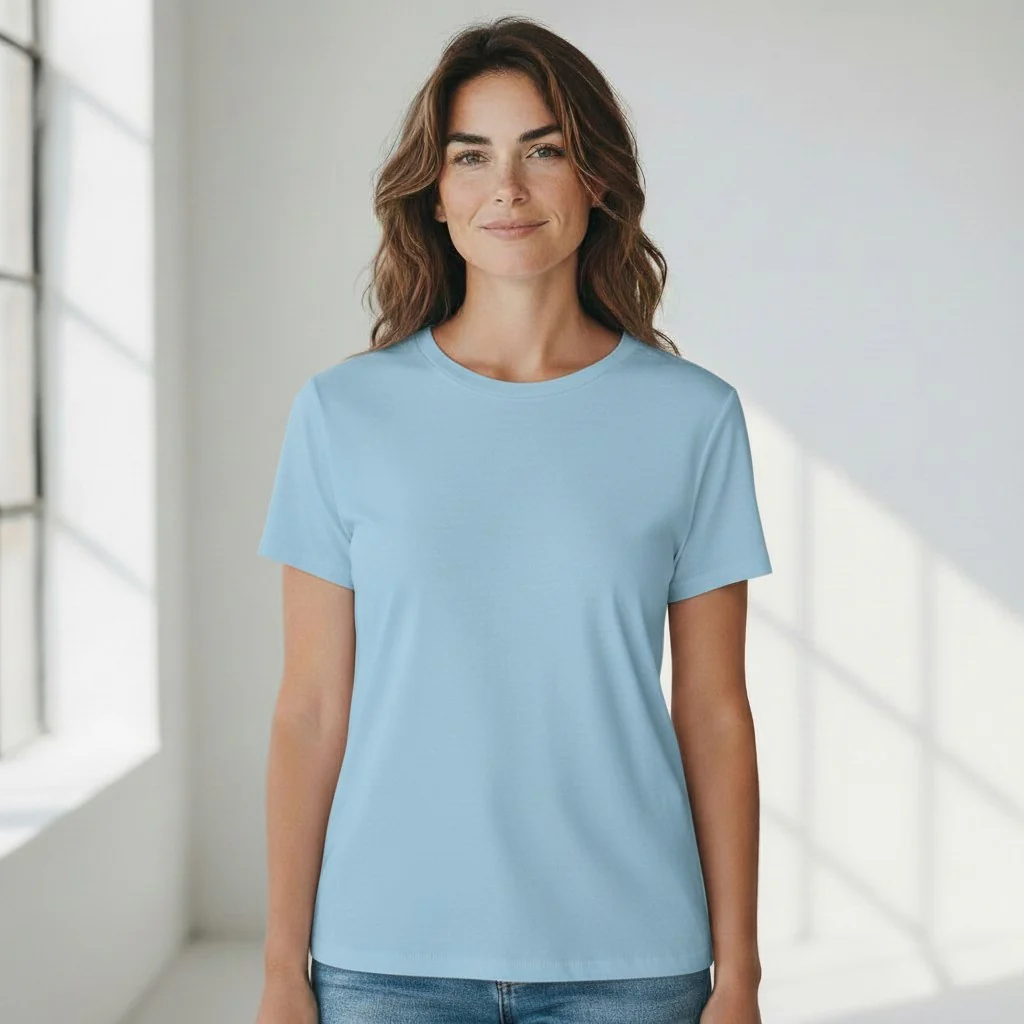 lichtblauwe t-shirt