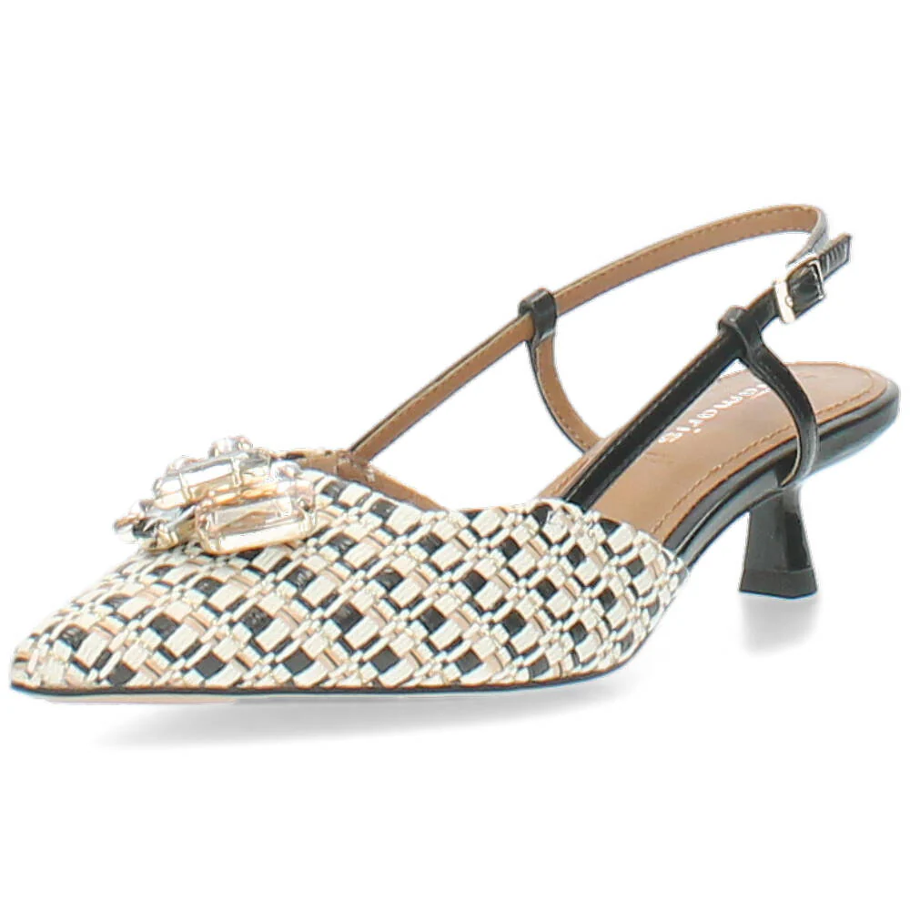 zwarte/beige slingback